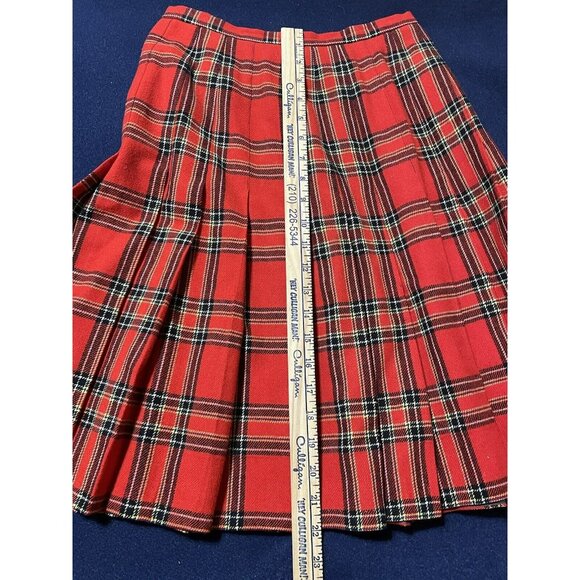 Vintage Young Pendleton Girls Size 11-12 Red Wool Tartan Plaid Pleated Skirt - Picture 8 of 13
